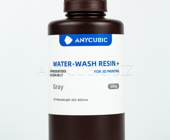 Фото 2 - Сіра Фотополімерна Смола що змивається водою | Anycubic Water-Wash Resin+ Gray 0,5 кг
