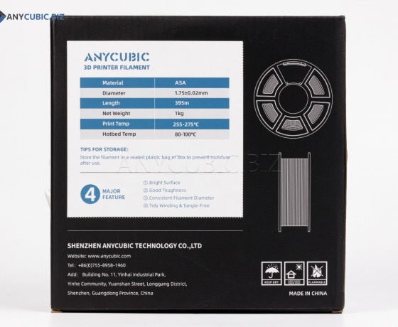 Фото 2 - ASA білий Anycubic Ø1,75 мм Вага: 1 кг